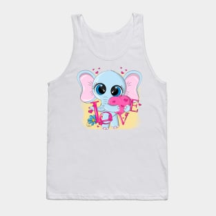 Cool elephant with the inscription love Tank Top